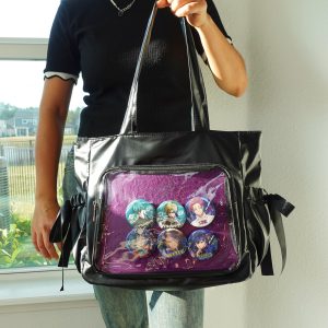 Kawaii Ruffle Ita Tote Bag with Clear Window, Cute Ita Totes with Two Insert, Anime Pin Itabag, Unique Display Shoulder Bag for Collectors.
