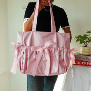 Kawaii Ruffle Ita Tote Bag with Clear Window, Cute Ita Totes with Two Insert, Anime Pin Itabag, Unique Display Shoulder Bag for Collectors.