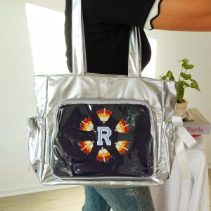 Kawaii Ruffle Ita Tote Bag with Clear Window, Cute Ita Totes with Two Insert, Anime Pin Itabag, Unique Display Shoulder Bag for Collectors.