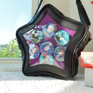 Kawaii Star Crossbody Ita Bag with Clear Pocket, Anime Pin Display Purse, Pastel Shoulder Bag Gift for Her, Cute Pin Display Bag, itabag.