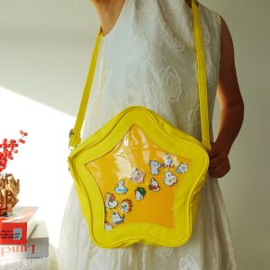 Kawaii Star Crossbody Ita Bag with Clear Pocket, Anime Pin Display Purse, Pastel Shoulder Bag Gift for Her, Cute Pin Display Bag, itabag.