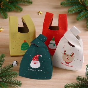 Kids’ Christmas Gift Bag, Personalized Embroidered Bag, Japanese Knot Handbag, Kids’ Snack Bag, Knitted Storage Bags, Small Knitted Bag