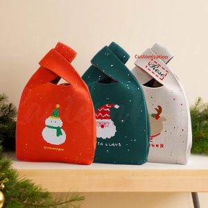 Kids’ Christmas Gift Bag, Personalized Embroidered Bag, Japanese Knot Handbag, Kids’ Snack Bag, Knitted Storage Bags, Small Knitted Bag