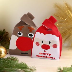 Kids’ Christmas Gift Bag, Personalized Embroidered Bag, Japanese Knot Handbag, Kids’ Snack Bag, Knitted Storage Bags, Small Knitted Bag