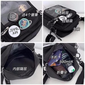 Korean Ita Bag – Unisex Transparent Crossbody Phone Purse Shoulder Bag for Pins & Charms