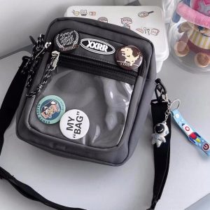 Korean Ita Bag – Unisex Transparent Crossbody Phone Purse Shoulder Bag for Pins & Charms