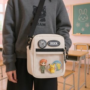 Korean Ita Bag – Unisex Transparent Crossbody Phone Purse Shoulder Bag for Pins & Charms