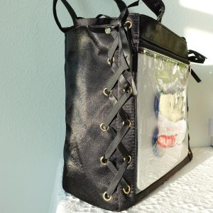 Large Anime Ita Bag Tote | Kawaii Lace-Up Side Clear Pin Display Bag | Premium Fabric with Smooth Satin Finish | Pin Collector Shoulder Bag.