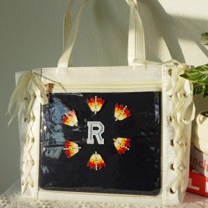 Large Anime Ita Bag Tote | Kawaii Lace-Up Side Clear Pin Display Bag | Premium Fabric with Smooth Satin Finish | Pin Collector Shoulder Bag.