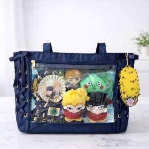 Large Bow Ita Bag with Clear Display Window, Personalized Anime Pin Tote, Kpop & Convention Shoulder Bag for Collectibles