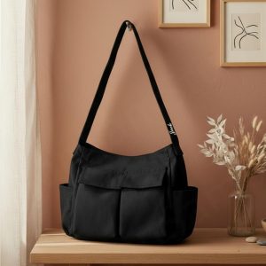 Large Canvas Messenger Bag, Personalized Unisex Travel Tote, Casual Shoulder Bag for Daily Use, Minimalist Travel Bag, Gift for Him