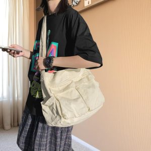 Large Canvas Messenger Bag, Personalized Unisex Travel Tote, Casual Shoulder Bag for Daily Use, Minimalist Travel Bag, Gift for Him