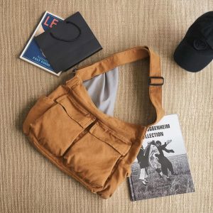 Large Canvas Messenger Bag, Personalized Unisex Travel Tote, Casual Shoulder Bag for Daily Use, Minimalist Travel Bag, Gift for Him