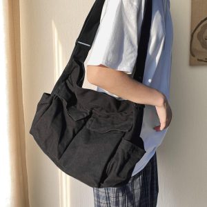 Large Canvas Messenger Bag, Personalized Unisex Travel Tote, Casual Shoulder Bag for Daily Use, Minimalist Travel Bag, Gift for Him