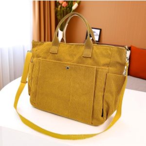 Large Capacity Commuter Bag, Personalized Corduroy Tote Bag, Soft & Stylish Everyday Carry, Vintage Multi-Pocket Student Backpack, Mommy Bag