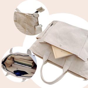 Large Capacity Commuter Bag, Personalized Corduroy Tote Bag, Soft & Stylish Everyday Carry, Vintage Multi-Pocket Student Backpack, Mommy Bag