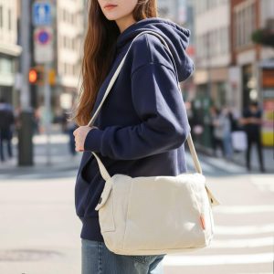 Large-Capacity Tote Bag, Personalized Shoulder Bag With Name, Canvas Diaper Bag, Travel Crossbody Bag, Zippered Shoulder Bag, Gift For Her