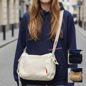 Large-Capacity Tote Bag, Personalized Shoulder Bag With Name, Canvas Diaper Bag, Travel Crossbody Bag, Zippered Shoulder Bag, Gift For Her