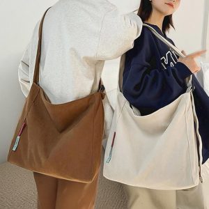 Large Corduroy Crossbody Bag, Personalized Shoulder Bag, Corduroy School Bag, Retro Messenger Bag, Travel Crossbody Bag, Everyday Tote