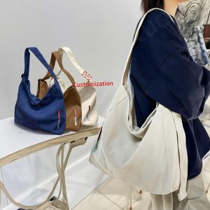 Large Corduroy Crossbody Bag, Personalized Shoulder Bag, Corduroy School Bag, Retro Messenger Bag, Travel Crossbody Bag, Everyday Tote