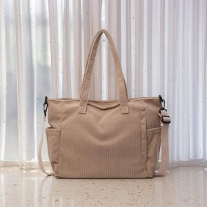 Large Corduroy Crossbody Tote Bag, Personalized Crossbody Bag, Retro School Bag, Casual Shoulder Bag for Travel, Large Tote Bag for Women
