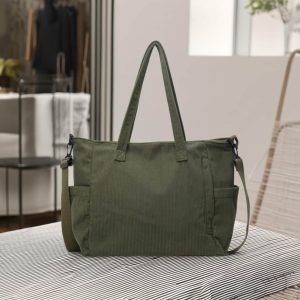 Large Corduroy Crossbody Tote Bag, Personalized Crossbody Bag, Retro School Bag, Casual Shoulder Bag for Travel, Large Tote Bag for Women