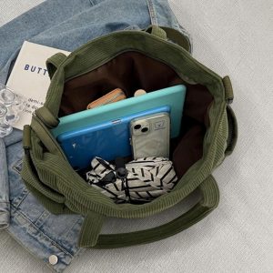 Large Corduroy Crossbody Tote Bag, Personalized Crossbody Bag, Retro School Bag, Casual Shoulder Bag for Travel, Large Tote Bag for Women