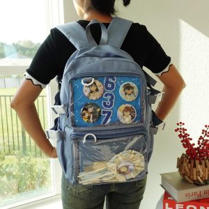 Large Ita Backpack, Kawaii Anime School Bag, Clear Window Lightweight Durable Itabag, Cute Display Backpack for Pins, Laptop Backpacks.