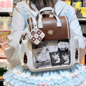 Large ita backpack with clear window, ITA Backpack,enamel pin display bag,anime convention bag, clear window ita backpack, school backpack
