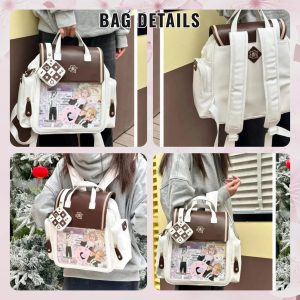 Large ita backpack with clear window, ITA Backpack,enamel pin display bag,anime convention bag, clear window ita backpack, school backpack