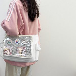 Large Ita Bag Crossbody – Clear Window Pin Display Purse, Kawaii Anime Itabag, Cute Shoulder Bag Gift for Her, Ita Crossbody Bag, Pin Wallet