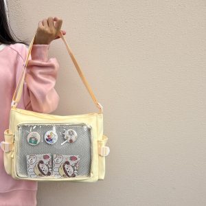 Large Ita Bag Crossbody – Clear Window Pin Display Purse, Kawaii Anime Itabag, Cute Shoulder Bag Gift for Her, Ita Crossbody Bag, Pin Wallet