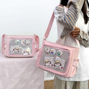 Large Ita Bag Crossbody – Clear Window Pin Display Purse, Kawaii Anime Itabag, Cute Shoulder Bag Gift for Her, Ita Crossbody Bag, Pin Wallet