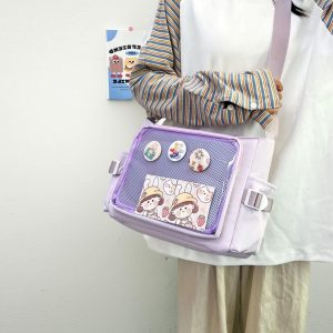 Large Ita Bag Crossbody – Clear Window Pin Display Purse, Kawaii Anime Itabag, Cute Shoulder Bag Gift for Her, Ita Crossbody Bag, Pin Wallet