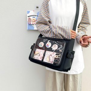 Large Ita Bag Crossbody – Clear Window Pin Display Purse, Kawaii Anime Itabag, Cute Shoulder Bag Gift for Her, Ita Crossbody Bag, Pin Wallet