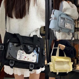 Large Ita Bag, Pin Display Crossbody, Transparent Window Bag, Anime Messenger, Versatile Shoulder Bag for Pin Collectors, Birthday Gift