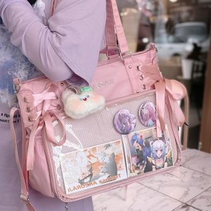 Large Ita Bag With Insert, Clear Window Display, Kawaii Daily Crossbody & Shoulder Bag For Pins, Versatile Commuter Bag, Anime Messenger
