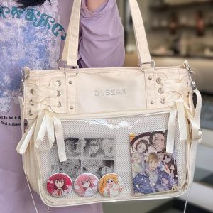 Large Ita Bag With Insert, Clear Window Display, Kawaii Daily Crossbody & Shoulder Bag For Pins, Versatile Commuter Bag, Anime Messenger