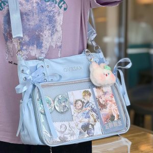 Large Ita Bag With Insert, Clear Window Display, Kawaii Daily Crossbody & Shoulder Bag For Pins, Versatile Commuter Bag, Anime Messenger