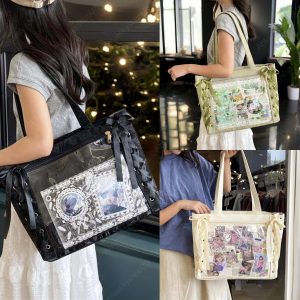 Large Ita Bag with Pin Display, Transparent Window Shoulder Bag, Messenger Backpack, Anime Crossbody Bag, Kawaii Pin Purse, Birthday Gift