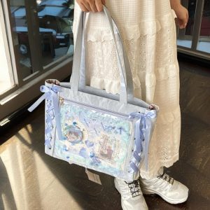 Large Ita Bag with Pin Display, Transparent Window Shoulder Bag, Messenger Backpack, Anime Crossbody Bag, Kawaii Pin Purse, Birthday Gift