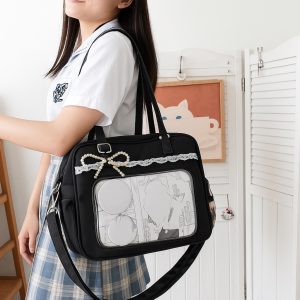 Large Ita Shoulder Bag, Custom Anime Pin Display Backpack, Transparent Kawaii Bag for Girls, Back-to-School Gift, Everyday Messenger Purse