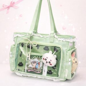 Large Ita Shoulder Bag, Custom Anime Pin Display Backpack, Transparent Kawaii Bag for Girls, Back-to-School Gift, Everyday Messenger Purse