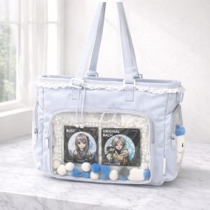 Large Ita Shoulder Bag, Custom Anime Pin Display Backpack, Transparent Kawaii Bag for Girls, Back-to-School Gift, Everyday Messenger Purse