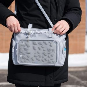 Large Ita Shoulder Bag, Custom Anime Pin Display Backpack, Transparent Kawaii Bag for Girls, Back-to-School Gift, Everyday Messenger Purse