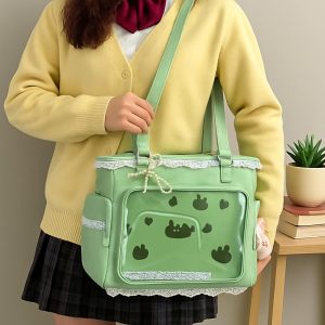 Large Ita Shoulder Bag, Custom Anime Pin Display Backpack, Transparent Kawaii Bag for Girls, Back-to-School Gift, Everyday Messenger Purse