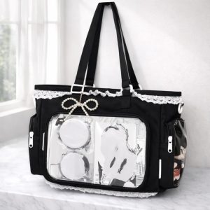 Large Ita Shoulder Bag, Custom Anime Pin Display Backpack, Transparent Kawaii Bag for Girls, Back-to-School Gift, Everyday Messenger Purse