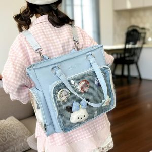 Large Ita Shoulder bag, Custom Ita Bag Backpack, Clear Display Pin Bag, Anime Gift for Girls, Back to School Gift, Daily Messenger Bag