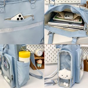 Large Ita Shoulder bag, Custom Ita Bag Backpack, Clear Display Pin Bag, Anime Gift for Girls, Back to School Gift, Daily Messenger Bag