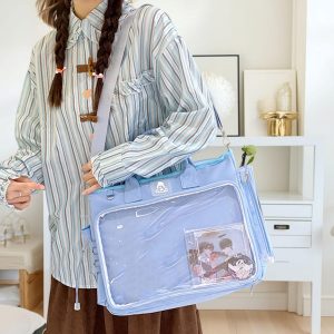 Large Ita Shoulder bag, Custom Ita Bag Backpack, Clear Display Pin Bag, Anime Gift for Girls, Back to School Gift, Daily Messenger Bag